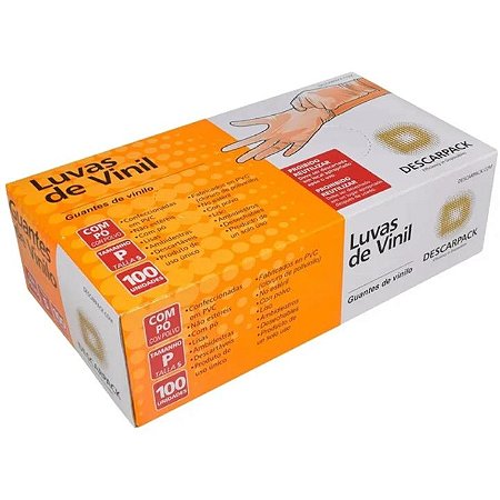 Luva de Vinil com pó com - Caixa com 100 unidades