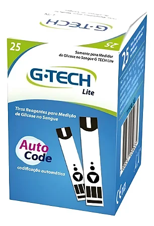 Tiras Reagentes para Medição de Glicose G-Tech Lite com 25 unidades