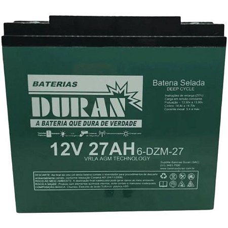Bateria Recarregável 12V 27Ah Selada Para Cadeira de Rodas, Nobreak e Veículos Elétricos