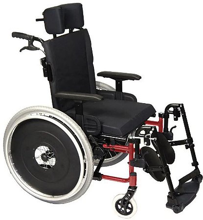 Cadeira de Rodas Reclinável AVD 44 cm 120 Kg Vermelha