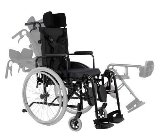 Cadeira de Rodas Reclinável MA3R - PRETO - 42 cm