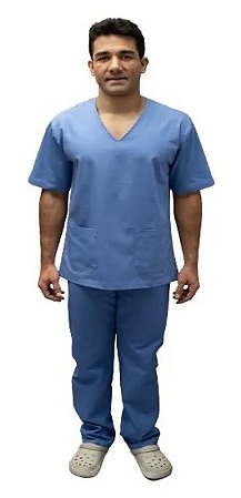 Conjunto privativo (pijama) cirúrgico brim profissional - azul hospitalar  em Promoção | Ofertas na Americanas
