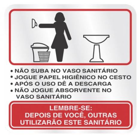 Placa em Alumínio - Procedimentos Sanitário Feminino