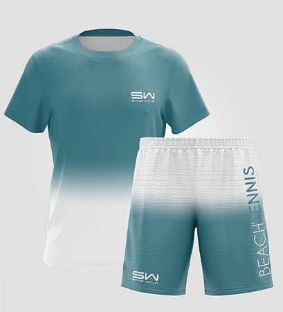 Conjunto Camiseta e Bermuda |Masculino | Beach Tennis Colors | Azul e Branco