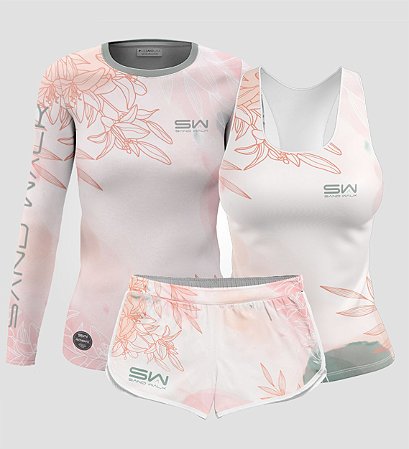 Kit Feminino | Manga Longa, Regata, Shorts | Especial Dia das Mães | Rosa