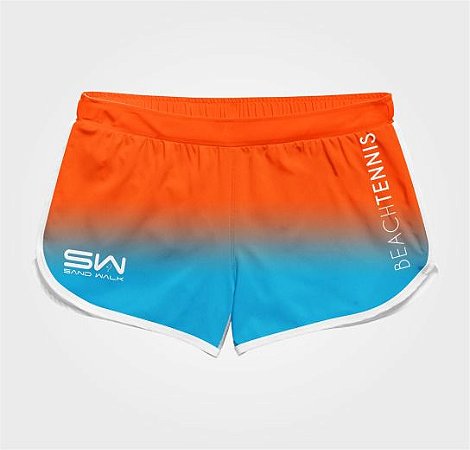 Shorts Feminino | Modelo Treino | Beach Tennis | Laranja e Azul