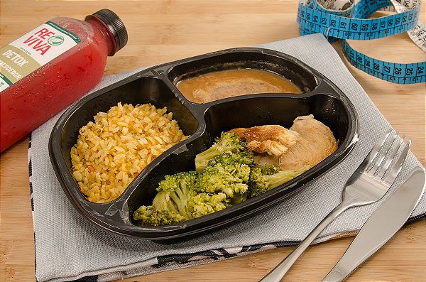 Frango Grelhado com Arroz int. temperado, feijão e Brócolis 280g