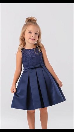 vestido infantil de festa azul royal