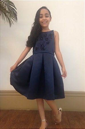 vestido petit cherie azul marinho