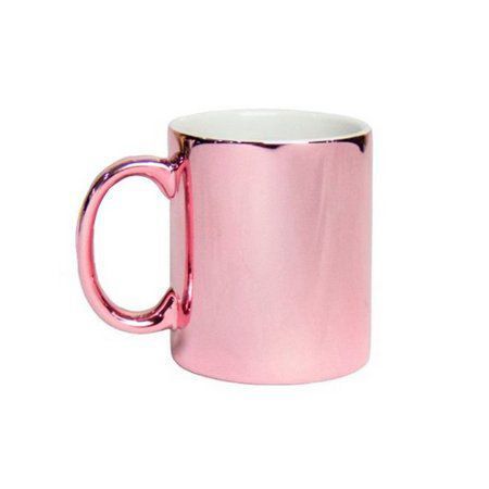 Caneca de Porcelana Espelhada Rosa para Sublimação