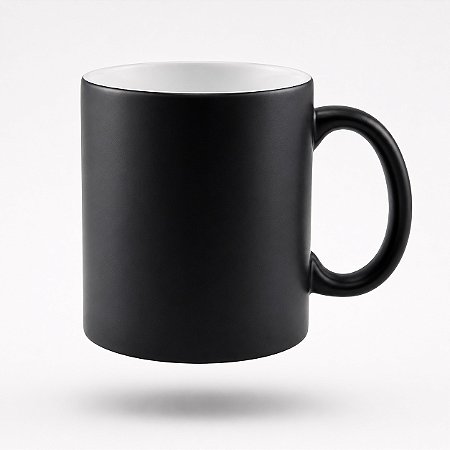 Caneca de Porcelana Mágica Preta Fosca 325ml - Sublimação