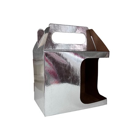 10 Caixas para Caneca Janela Frente-Lateral - Metalizada Prata