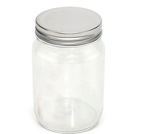 Pote Mason Jar de Vidro Transparente com Tampa Fechada 450ml - Sublimação