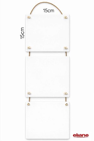 Kit 3 Azulejos 15x15 Branco Brilho c/ Sisal - Eliane