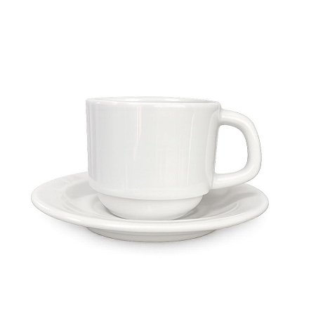 Xícara com Pires de Porcelana 200ml para Sublimação