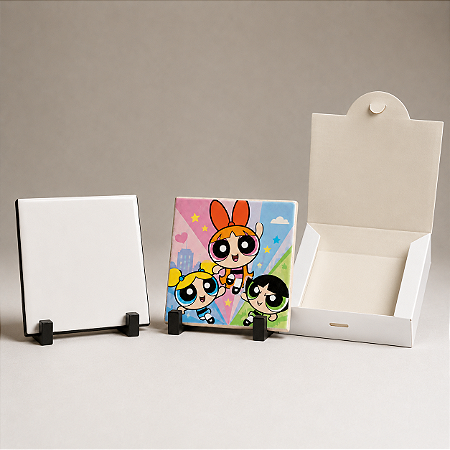 Kit 15 Azulejos 10x10 Eliane P/ Sublimação com Suporte + Caixinha