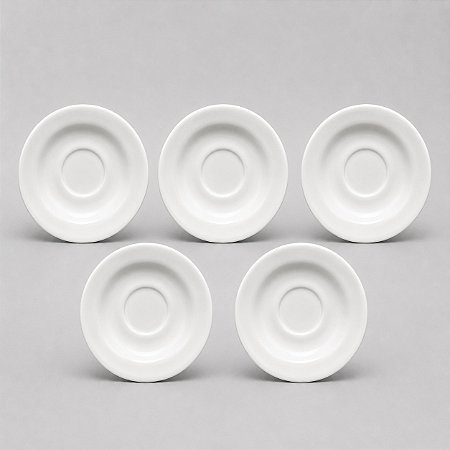 Kit 5 Pires Para Xícara 180ml/200ml Porcelana Branca - P/ Casa, Padarias, Restaurantes