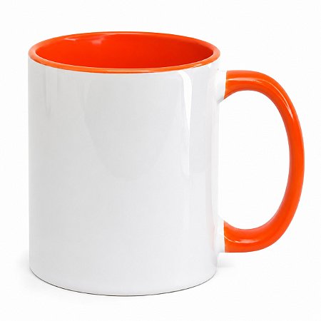 Caneca Cerâmica Interior e Alça Colorida - Laranja
