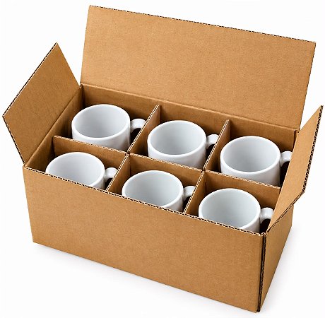 Caixa de Papelão com divisórias para Envio (Correio/Transportadora) - 6 Canecas