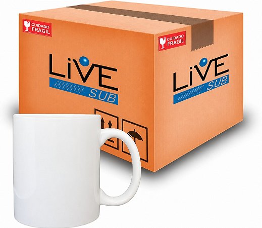 Caneca de Porcelana LIVE SUB para Sublimação Importada AAA