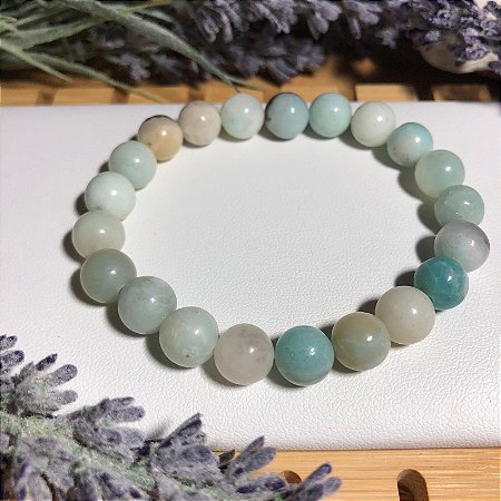 Pulseira de Pedra Natural Amazonita - Afastar Energia Negativa, Atrair Boa Sorte e Favorecer o Aprendizado