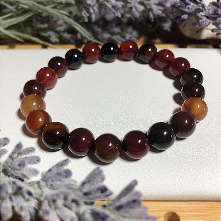 Pulseira de Ágata de Fogo Vermelha - Paixão, Amor Próprio e Perseverança.