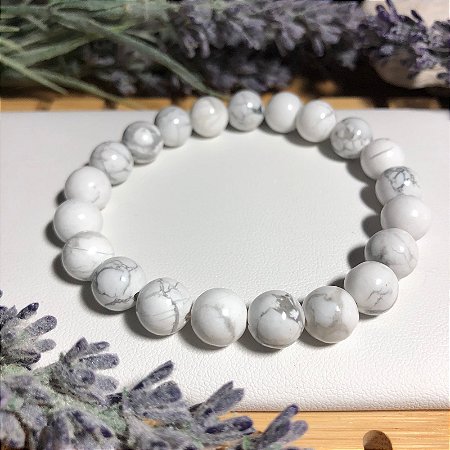Pulseira em Pedra Natural Howlita Branca - Afastar a Negatividade