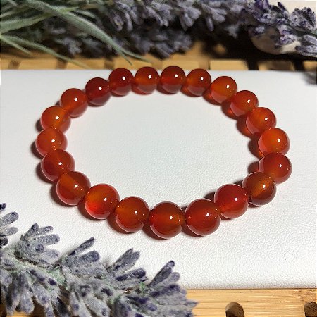 Pulseira de Pedra Natural Cornalina  - Sucesso Profissional, Estimular a Criatividade e Eliminar Medos