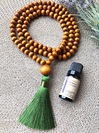 Kit Japamala 108 Contas Com Oléo Essencial Lavanda