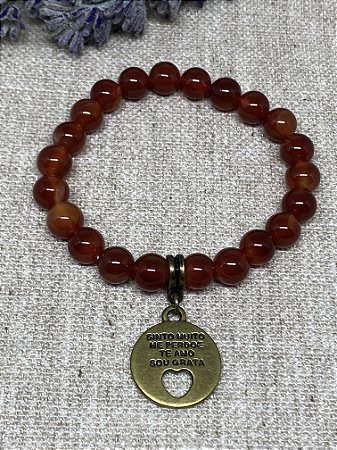 Pulseira de Pedra Natural Cornalina - Sucesso Profissional, Estimular a Criatividade e Eliminar Medos