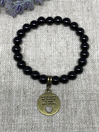 Pulseira de Pedra Natural Ônix - Poder e Realização Pessoal, Equilíbrio Energético e Vencer Medos