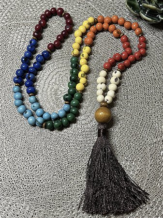 Japamala 108 Contas De Açaí Cores Dos Chakras