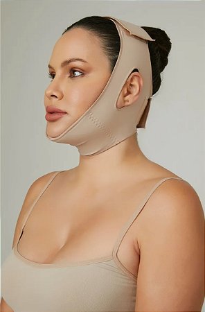 Faixa Facial Mentoneira Para Lipo Papada Lifting Bichectomia Cor Nude Tamanho Único