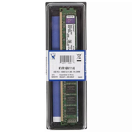 Memória Kingston 8GB, 1600 MHz, DDR3, CL11 - KVR16N11/8