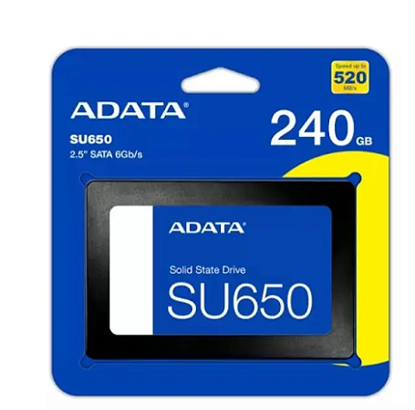 SSD 240GB Adata SU650, SATA III, Leitura: 520MB/s e Gravação: 450MB/s - ASU650SS-240GT-R