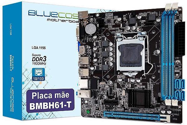 Placa-Mãe Bluecase BMBH61-T para Intel 1155 DDR3 uATX, VGA - Bulk