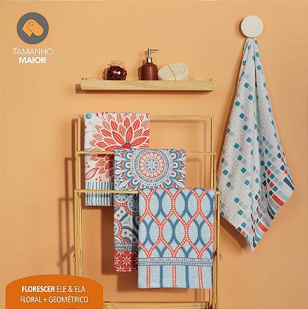 Toalha de Banho Estampada Ele e Ela - 2 peças