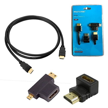 Kit Cabo HDMI Hd 1080 3D Ethernet 180 CM  + 2 Adaptadores