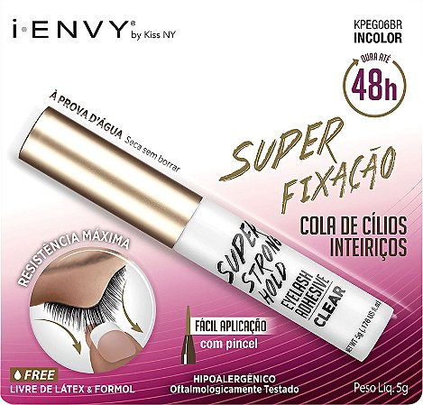 Cola para Cílios I-ENVY ® by Kiss NY  À Prova D'água Incolor Super Fixação Dura até 48h Hipoalergênica