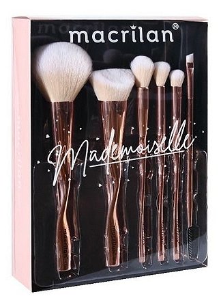 Kit com 6 pincéis para maquiagem Mademoiselle Macrilan