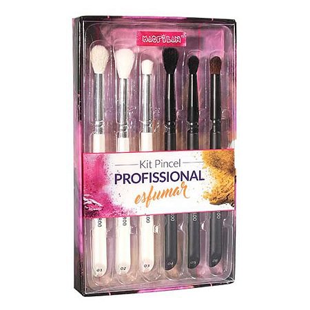 Kit Macrilan com 6 pincéis profissionais para esfumar WB800