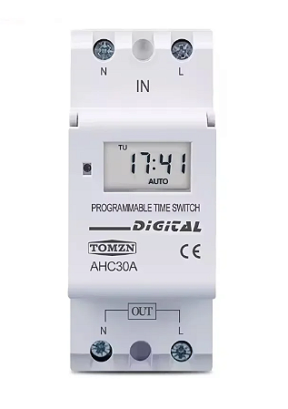 Temporizador Timer Digital Tomzn Trilho Din 24v 30a Ac/dc