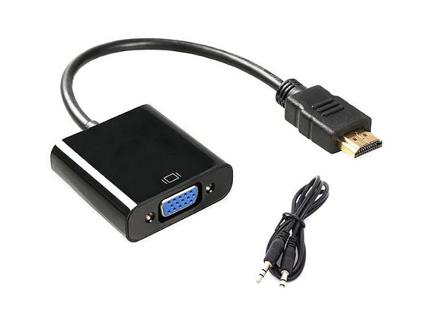 Cabo Conversor Adaptador De Vídeo Hdmi Pra Vga Com Áudio