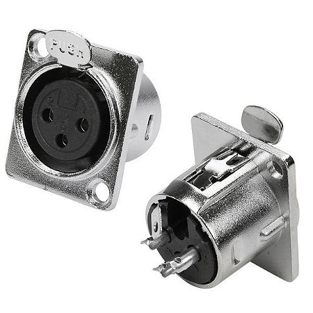 Conector Cannon PCI – Cannon Fêmea Furo Diagonal – Preto