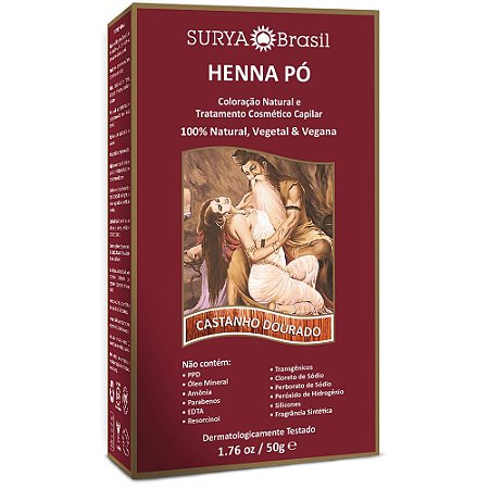 Tintura Henna Pó Castanho Dourado Surya Brasil 50g