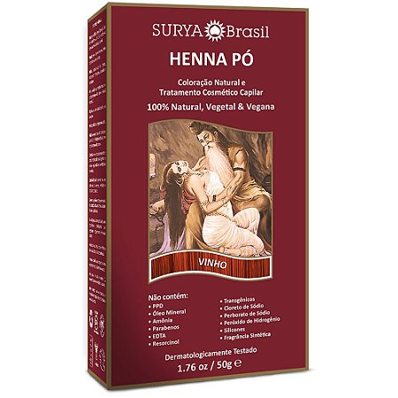 Tintura Henna Pó Vinho Surya Brasil 50g