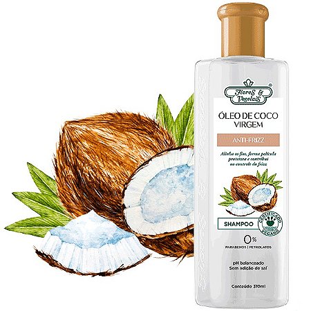 Shampoo Flores & Vegetais Óleo De Coco Virgem Anti-frizz 310ml