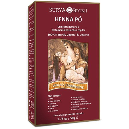 Tintura Henna Pó Louro Champagne Surya Brasil 50g