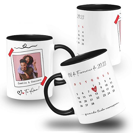 Caneca Casal Quando Tudo Começou Foto Nomes Calendário Data Personalizada