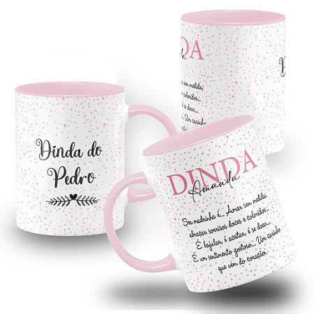 Caneca Padrinhos Batismo Dinda Frase Personalizada